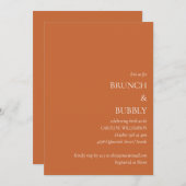 Minimaler Brunch Bubbly Brautparty Burnt Orange Einladung (Vorne/Hinten)