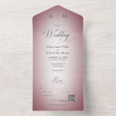 Minimaler Burgunder Wein & White Blur Moderner QR All In One Einladung (Innen Boden)