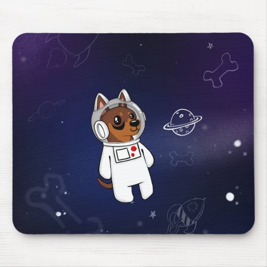 Minimaler Button-Astronaut im Raum Mousepad (Vorne)