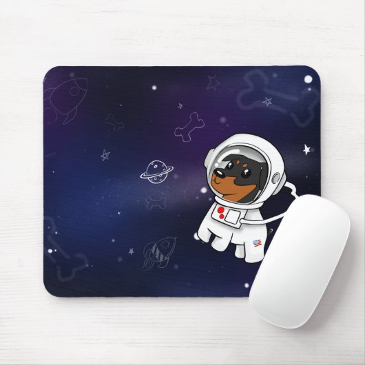 Minimaler Button-Astronaut im Raum Mousepad (Mit Mouse)