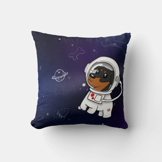 Minimaler Button-Astronaut im Raumthrow-Kissen Kissen (Vorderseite)