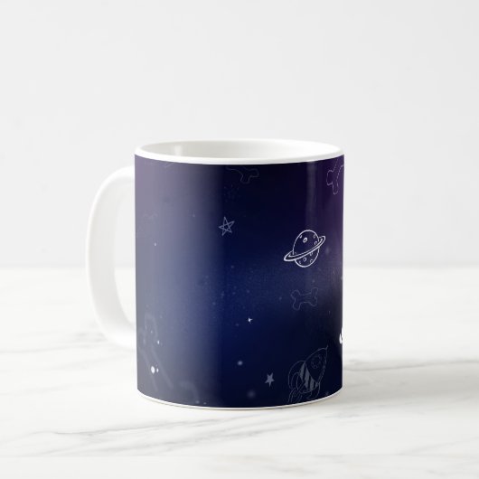 Minimaler Button-Astronaut in der Kaffeetasse (Vorderseite Links)