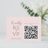 Minimaler Chic Prune und Blush Wedding RSVP (Stehend Vorderseite)