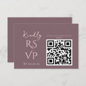 Minimaler Chic Prune und Blush Wedding RSVP (Vorne/Hinten)