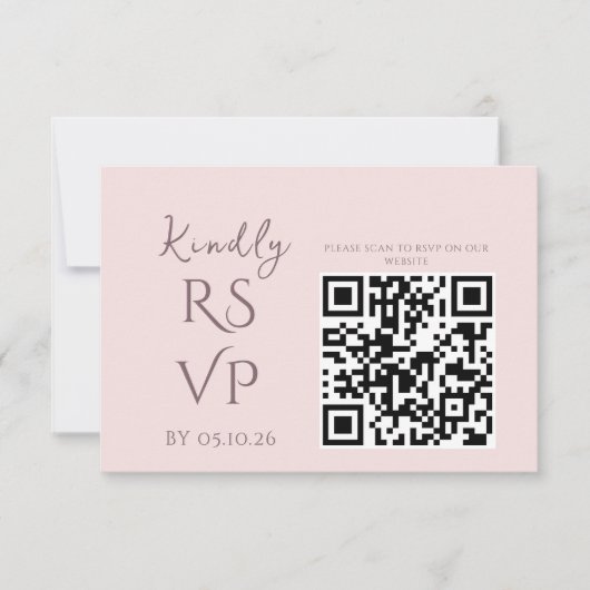 Minimaler Chic Prune und Blush Wedding RSVP Karte (Vorderseite)