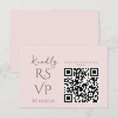 Minimaler Chic Prune und Blush Wedding RSVP Karte (Vorne/Hinten)