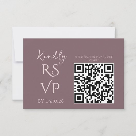 Minimaler Chic Prune und Blush Wedding RSVP Karte (Vorderseite)