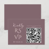 Minimaler Chic Prune und Blush Wedding RSVP Karte (Vorne/Hinten)