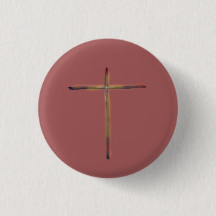Minimaler Christlicher Kreuz Rosa Button