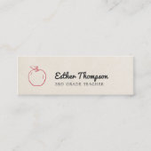 Minimaler Cooler Beige Red Apple Teacher Mini Visitenkarte (Vorderseite)
