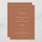 Minimaler Copper Hochzeit Moderner Script-Schrifta Einladung (Vorne/Hinten)