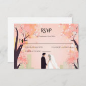 Minimaler Couple Cartoon mit Blume UAWG Mitteilungskarte (Vorne/Hinten)