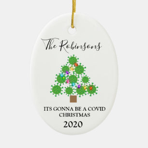 Minimaler Covid‑Weihnachtsbaum, personalisierte Ke Keramik Ornament