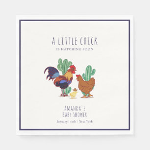 Minimaler Cowboy Kaktus Hahn Huhn Baby Shower Serviette