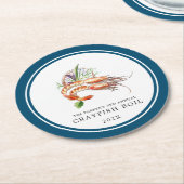 Minimaler Crawfish Boil | Ocean Blue Runder Pappuntersetzer (Angewinkelt)