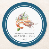 Minimaler Crawfish Boil | Ocean Blue Runder Pappuntersetzer (Vorderseite)