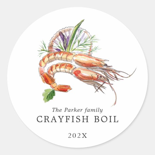 Minimaler Crawfish Boil Runder Aufkleber (Vorderseite)