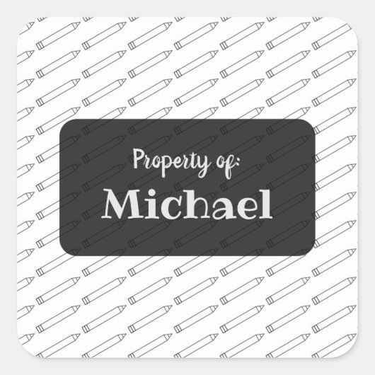 Minimaler Crayon Muster Personalisiert Square Stic Quadratischer Aufkleber (Vorderseite)