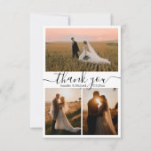 minimaler Dank 3 Fotos Collage Hochzeit Karte (Vorderseite)