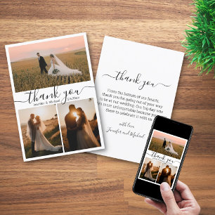 minimaler Dank 3 Fotos Collage Hochzeit Karte