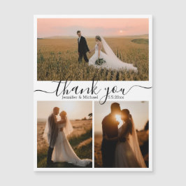 minimaler Dank 3 Fotos Collage Hochzeitsmagnet Magnetkarte