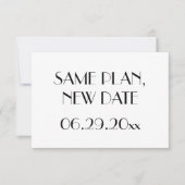 Minimaler Deko White Wedding Plan Neuer Termin Save The Date (Vorderseite)