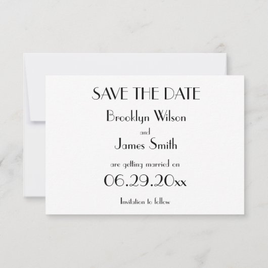 Minimaler Deko White Wedding Plan Neuer Termin Save The Date (Rückseite)