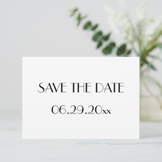 Minimaler Deko White Wedding Save the Date Card (Stehend Vorderseite)