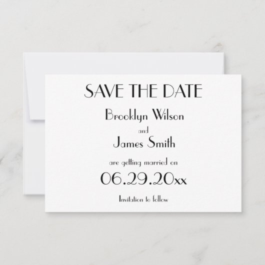 Minimaler Deko White Wedding Save the Date Card (Rückseite)