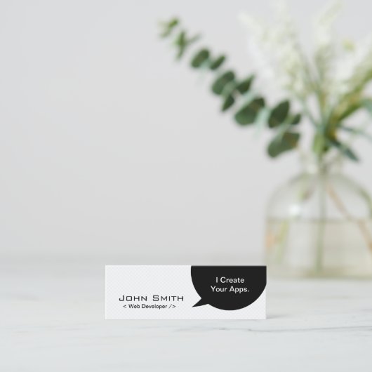 Minimaler Dialog Web Developer Mini Business Card Mini Visitenkarte (Stehend Vorderseite)