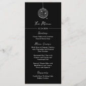Minimaler Disco-Ball | Schwarze Hochzeit Menükarte (Vorderseite)