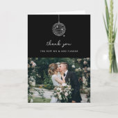 Minimaler Diskothek Ball mit Foto | Schwarze Hochz Dankeskarte (Vorderseite)