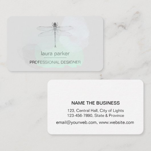 Minimaler Dragonfly Beruflich Schwarz-Weiß Visitenkarte (Vorne/Hinten)