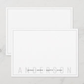 Minimaler dunkelgrauer Familienname Mitteilungskarte (Vorne/Hinten)