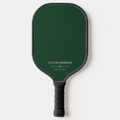 Minimaler dunkelgrüner Monogrammname + Kontakt Pickleball Schläger (Rückseite)