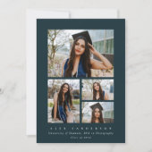 Minimaler Dunkelgrüner Rahmen 4 Foto Abschluss Ankündigung (Vorderseite)