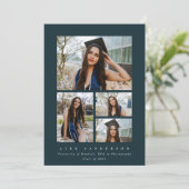 Minimaler Dunkelgrüner Rahmen 4 Foto Abschluss Ankündigung (Stehend Vorderseite)