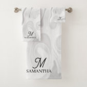 Minimaler Effekt von schwarzem, weißem grauem Marm Badhandtuch Set (Insitu)