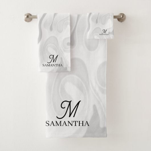 Minimaler Effekt von schwarzem, weißem grauem Marm Badhandtuch Set (Insitu)