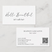 Minimaler einfacher QR Code Moderner Friseur Elega Visitenkarte (Vorne/Hinten)