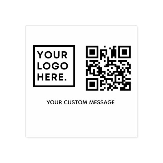 Minimaler einfacher Upload-Logo QR Code Business Gummistempel (Prägung)