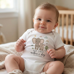 Minimaler Elefant Mutter Baby Erster Muttertag Strampler