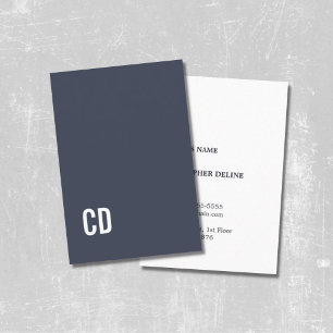 Minimaler Elegant Blue White Monogram Consultant Visitenkarte