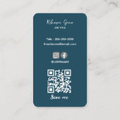 Minimaler Elegant Monogram Navy Blue QR Code Visitenkarte (Rückseite)