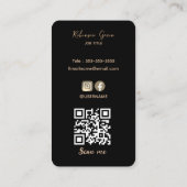 Minimaler Elegant-Monogramm-schwarzer QR-Code Visitenkarte (Rückseite)