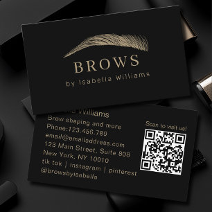 Minimaler eleganter Augenbrauen-Salon QR-Code Visitenkarte
