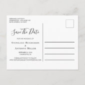 Minimaler eleganter Bogenrahmen Foto Creme Ankündigungspostkarte (Rückseite)