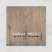Minimaler eleganter Holzdesigner Quadratische Visitenkarte (Vorderseite)