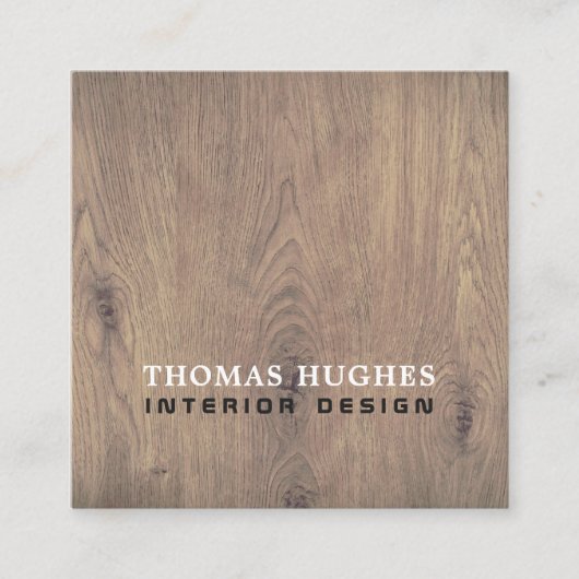Minimaler eleganter Holzdesigner Quadratische Visitenkarte (Vorderseite)