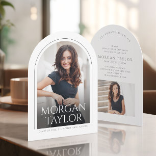 Minimaler eleganter Namensbogen Foto-Abschluss Einladung
